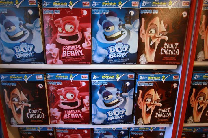 General Mills' Monster Cereals as they appeared in a seasonal 2012 campaign. 