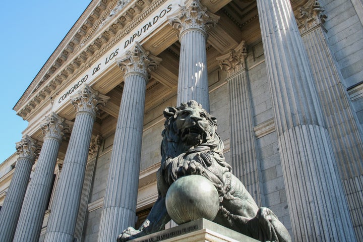Fachada del Congreso, en Madrid.