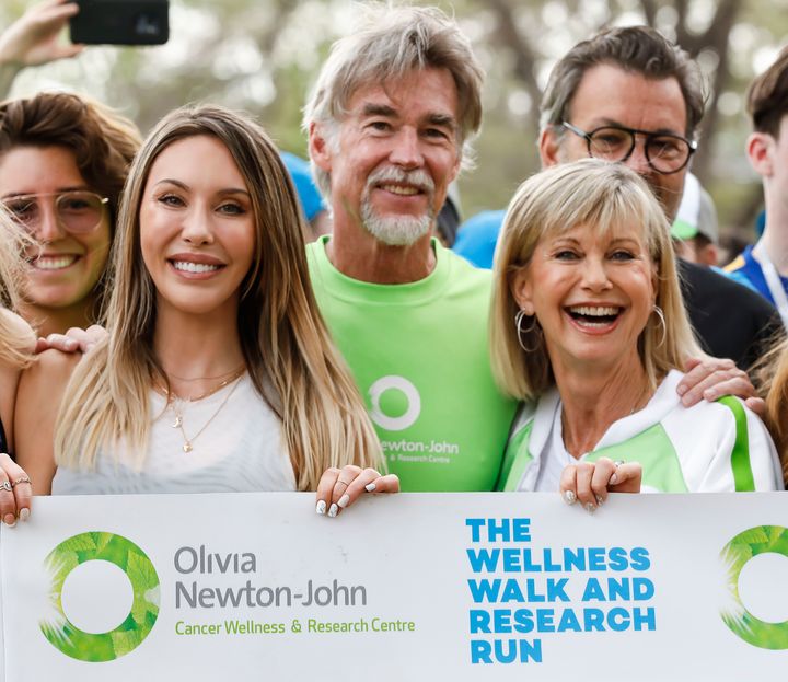 Chloe Lattanzi, John Easterling and Olivia Newton-John raised funds to support cancer research.