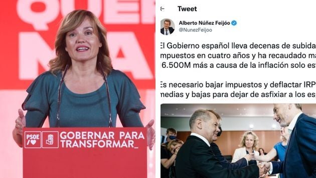 Pilar Alegría y el tuit de Feijóo.