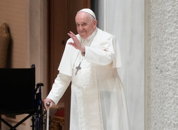 Pope Francis has met with a fourth group of transgender people who found shelter at a Rome church, the Vatican newspaper reported Thursday.(AP Photo/Gregorio Borgia)