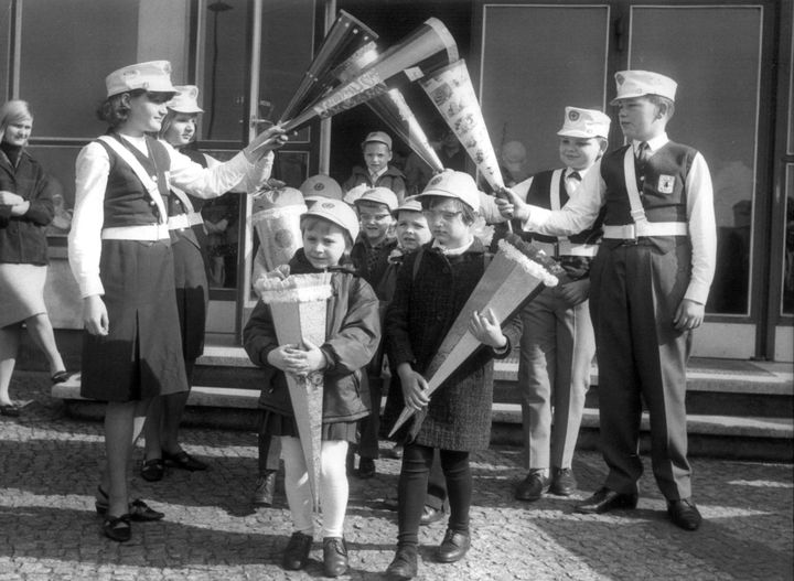 Students with school cones in Berlin in 1966.