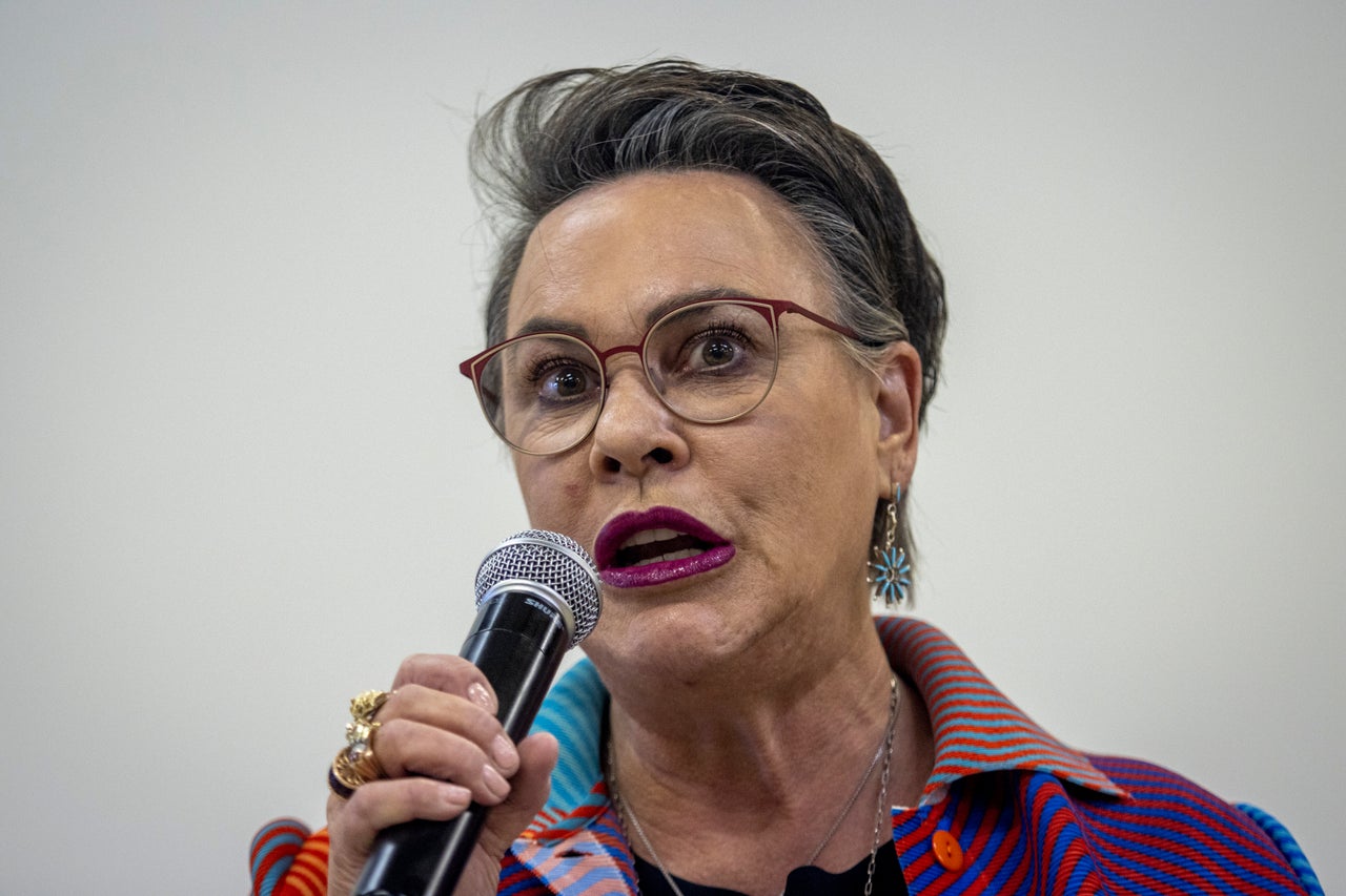 Republican congressional candidate Harriet Hageman speaks at a rally at the Teton County Fair & Rodeo Grounds on June 14, 2022, in Jackson, Wyoming.