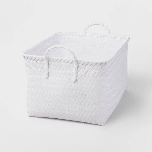 A rectangular basket in white