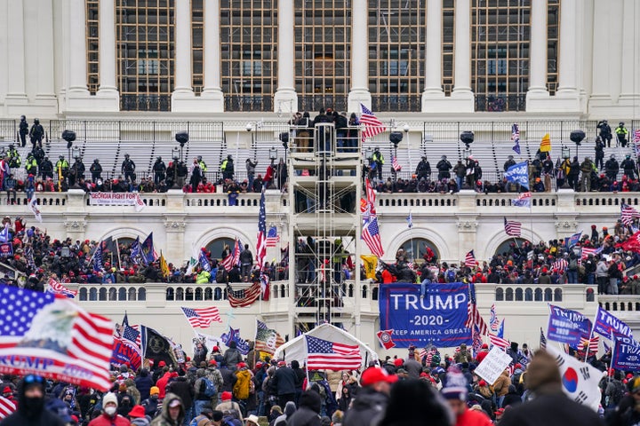 Insurrectionists loyal to President Donald Trump breach the Capitol in Washington, D.C., on Jan. 6, 2021.