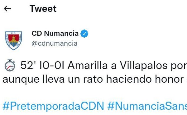 El tuit del Numancia.