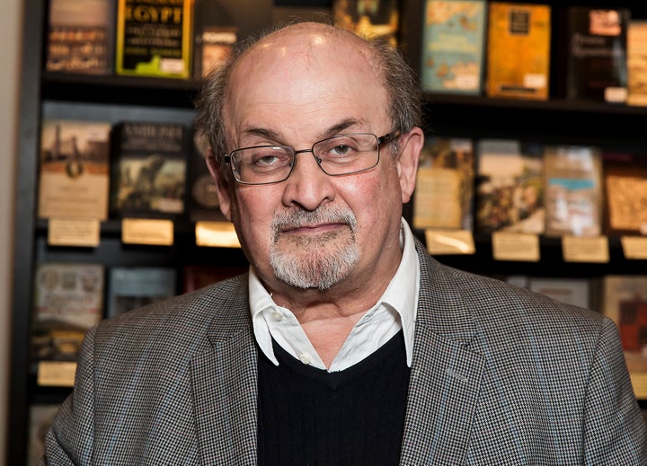 FILE - Author Salman Rushdie appears at a signing for his book "Home" in London on June 6, 2017. Rushdie was attacked while giving a lecture in western New York. An Associated Press reporter witnessed a man storm the stage Friday at the Chautauqua Institution as Rushdie was being introduced. (Photo by Grant Pollard/Invision/AP, File)