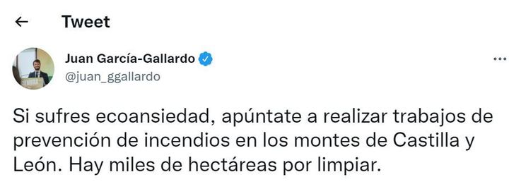 El tuit de Juan Garcia-Gallardo.
