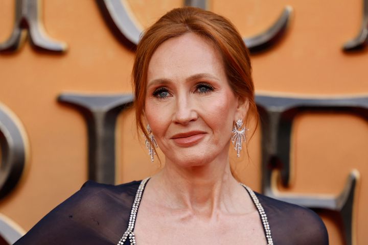 J.K Rowling arrives at the world premiere of the film "Fantastic Beasts: The Secrets of Dumbledore" in 2022. On Sunday, Warner Bros. condemned threats made against the author.