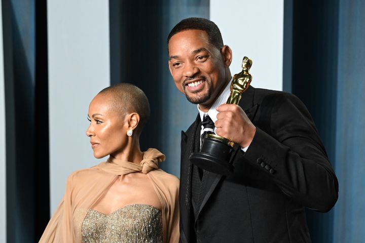 Jada Pinkett Smith (left) and Will Smith attend the 2022 Vanity Fair Oscar Party. This weekend, the two had their first public outing together since the March awards ceremony, during which Smith slapped presenter Chris Rock.