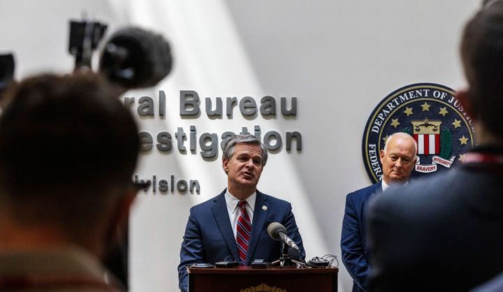 FBI Director Christopher Wray at a press conference Wednesday addressed threats made to law enforcement after agents raided Trump's Mar-a-Lago residence.