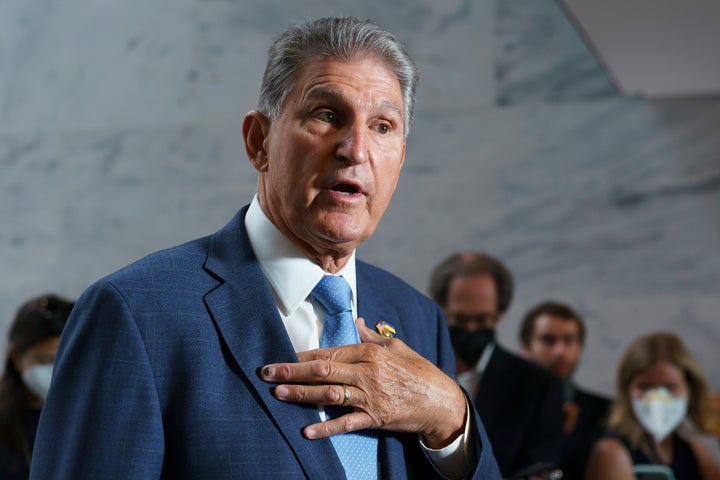 Sen. Joe Manchin, D-W.Va., one of the Democrats' most conservative members, speaks to reporters about the expansive agreement he reached with Senate Majority Leader Chuck Schumer, D-N.Y., following months of negotiations on health care, energy, climate issues, and tax initiatives, at the Capitol in Washington, on Aug. 1, 2022.