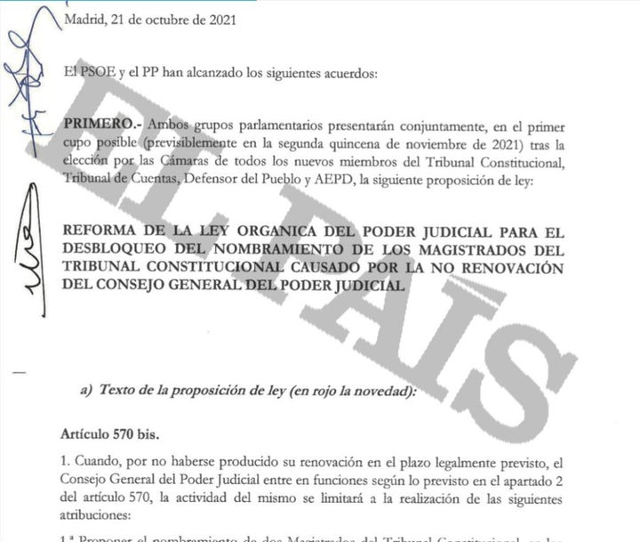 Parte del acuerdo publicado por El País.