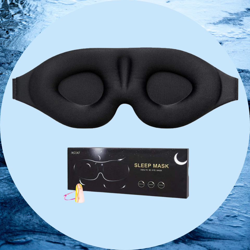 A contoured sleep mask