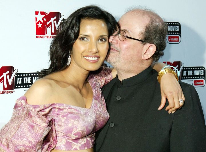 Padma Lakshmi and Salman Rushdie at the 2004 Cannes Film Festival.