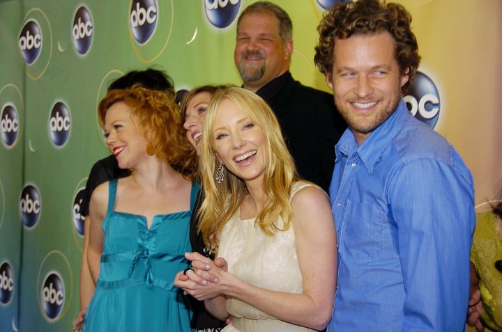 Emily Bergl, left, with her "Men in Trees" co-stars Anne Heche, center, and James Tupper, at right.