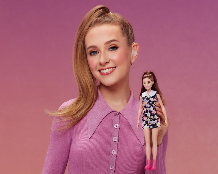Rose Ayling-Ellis and Barbie's first ever doll with behind-the-ear hearing aids.