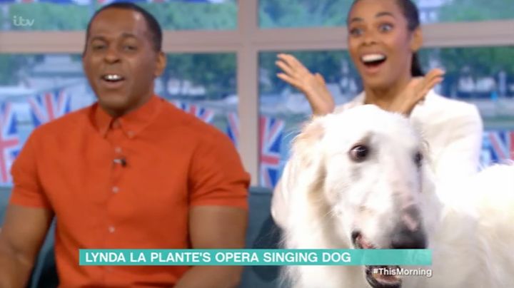 Rochelle's face said it all as Hugo made his "singing" debut