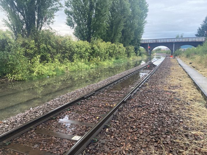PERTH: Network Rail Scotland handout photo of flooding at Perth station following heavy rain.