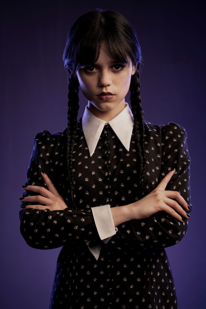 Jenna Ortega in character as Wednesday Addams