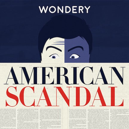 The podcast cover art, which has an illustration of a person peering over a newspaper