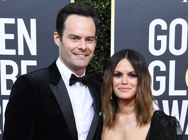 Bill Hader and Rachel Bilson attend the Golden Globe Awards together in 2020.