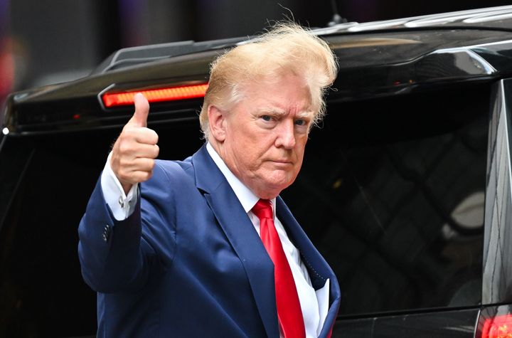 Former President Donald Trump leaves Trump Tower to meet with New York Attorney General Letitia James for a civil investigation on Aug. 10. He has trolled Democrats in the past.