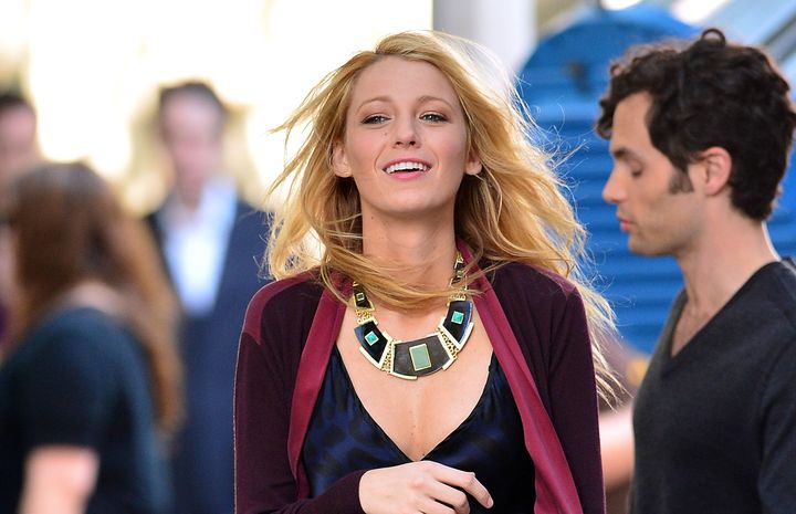 Blake Lively filming on location for "Gossip Girl" on August 28, 2012 in New York City. 