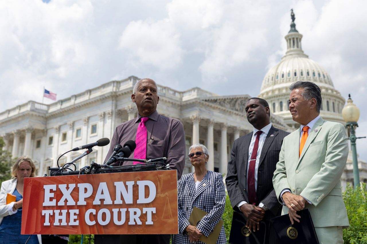 Rep. Hank Johnson (D-Ga.) touts legislation to add four seats to the Supreme Court after its Dobbs decision overturned Roe v. Wade.