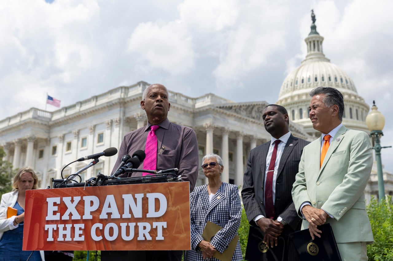 Rep. Hank Johnson (D-Ga.) touts legislation to add four seats to the Supreme Court after its Dobbs decision overturned Roe v. Wade.