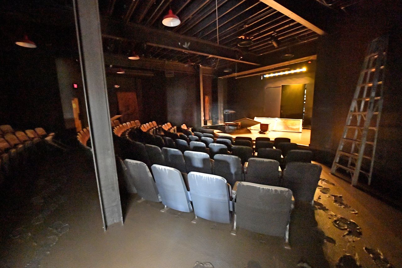 Appalshop's theater, where flooding submerged all but the top two rows of seats under at least 6 feet of water.
