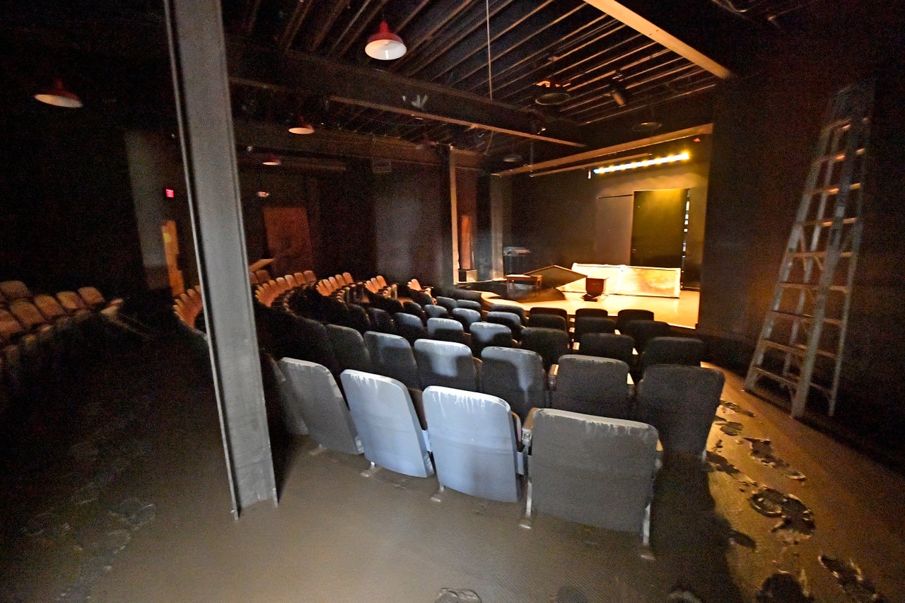 Appalshop's theater, where flooding submerged all but the top two rows of seats under at least 6 feet of water.