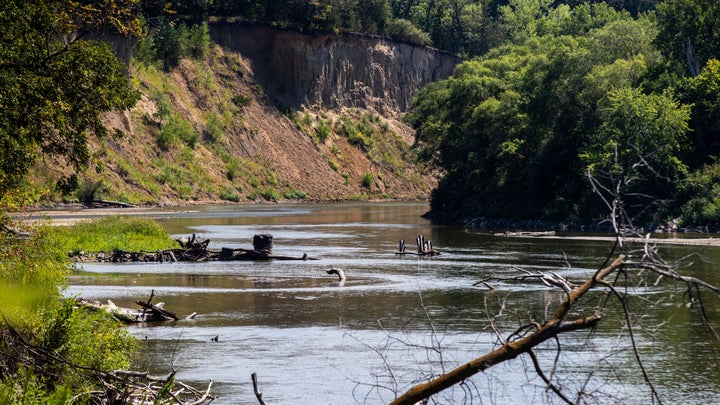 The Elkhorn River had no one tubing down the river on Thursday, Aug. 18, 2022, in Omaha, Neb. Health officials say a child likely died from a rare infection caused by a brain-eating amoeba after swimming in the Elkhorn River in eastern Nebraska on Sunday. If confirmed, it would be the second death in the Midwest this summer from primary amebic meningoencephalitis, a usually fatal infection caused by the naegleria fowleri amoeba. (Chris Machian/Omaha World-Herald via AP)