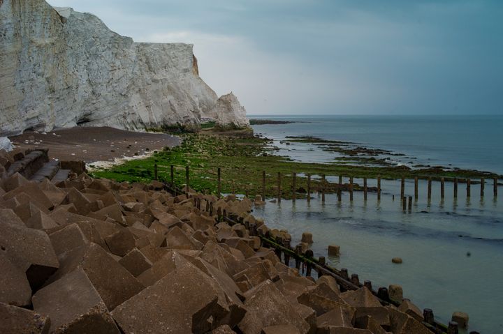 An area of coastland next to where raw sewage had been reportedly discharged after heavy rain on in Seaford, England.