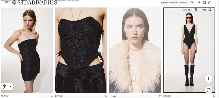 Captura de pantalla de la web de Stradivarius.