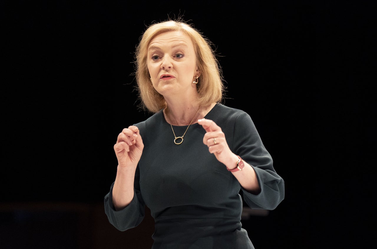 Liz Truss during a hustings event in Perth, Scotland.