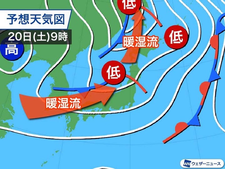 予想天気図 20日(土)9時