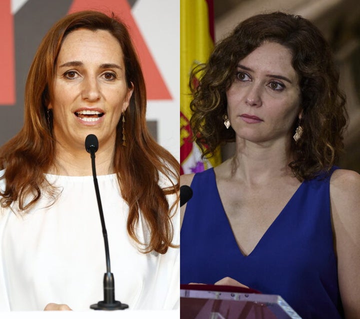 Mónica García e Isabel Díaz Ayuso, en sendas imágenes de archivo.