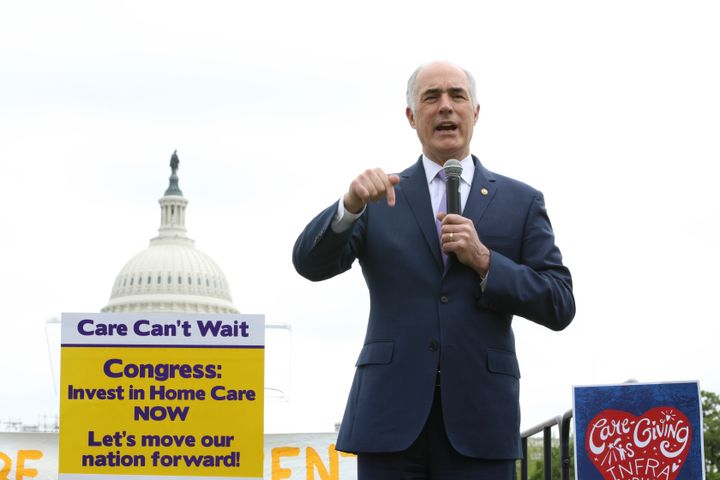 Sen. Bob Casey (D-Pa.) speaks a rally at Union Square on May 5, 2022.