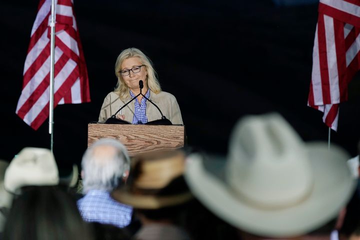 Rep. Liz Cheney (R-Wyo.), speaks at a primary Election Day gathering on Tuesday after losing to challenger Harriet Hageman in the primary.