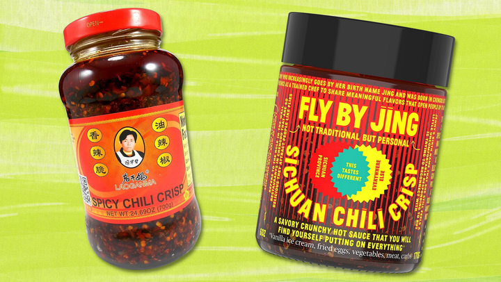 <a href="https://www.amazon.com/Spicy-Chili-Crisp-Family-Restaurant/dp/B06XYTSGDP?tag=kristenadaway-20&ascsubtag=65146378e4b0b4348f456878%2C-1%2C-1%2Cd%2C0%2C0%2Chp-fil-am%3D0%2C0%3A0%2C0%2C0%2C0" target="_blank" role="link" data-amazon-link="true" rel="sponsored" class=" js-entry-link cet-external-link" data-vars-item-name="Lao Gan Ma spicy chili crisp" data-vars-item-type="text" data-vars-unit-name="65146378e4b0b4348f456878" data-vars-unit-type="buzz_body" data-vars-target-content-id="https://www.amazon.com/Spicy-Chili-Crisp-Family-Restaurant/dp/B06XYTSGDP?tag=kristenadaway-20&ascsubtag=65146378e4b0b4348f456878%2C-1%2C-1%2Cd%2C0%2C0%2Chp-fil-am%3D0%2C0%3A0%2C0%2C0%2C0" data-vars-target-content-type="url" data-vars-type="web_external_link" data-vars-subunit-name="article_body" data-vars-subunit-type="component" data-vars-position-in-subunit="0">Lao Gan Ma spicy chili crisp</a> and <a href="https://shareasale.com/r.cfm?b=999&u=2986930&m=105661&afftrack=chilicrunch-kristenadaway-082222-63038763e4b00c150d634724&urllink=flybyjing.com%2Fshop%2Fsichuan-chili-crisp%2F" target="_blank" role="link" rel="sponsored" class=" js-entry-link cet-external-link" data-vars-item-name="Fly By Jing Sichuan chili crisp" data-vars-item-type="text" data-vars-unit-name="65146378e4b0b4348f456878" data-vars-unit-type="buzz_body" data-vars-target-content-id="https://shareasale.com/r.cfm?b=999&u=2986930&m=105661&afftrack=chilicrunch-kristenadaway-082222-63038763e4b00c150d634724&urllink=flybyjing.com%2Fshop%2Fsichuan-chili-crisp%2F" data-vars-target-content-type="url" data-vars-type="web_external_link" data-vars-subunit-name="article_body" data-vars-subunit-type="component" data-vars-position-in-subunit="1">Fly By Jing Sichuan chili crisp</a>