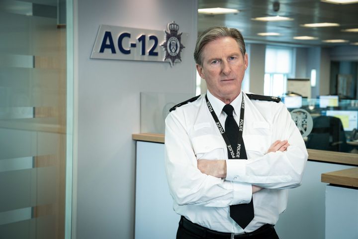 Adrian Dunbar in character as Line Of Duty's Superintendent Hastings