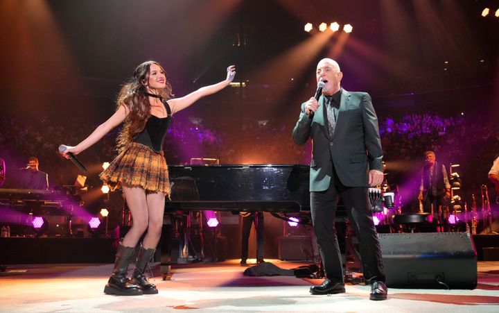Olivia Rodrigo and Billy Joel perform "Deja Vu" and "Uptown Girl" onstage at Madison Square Garden in New York City on August 24, 2022. 