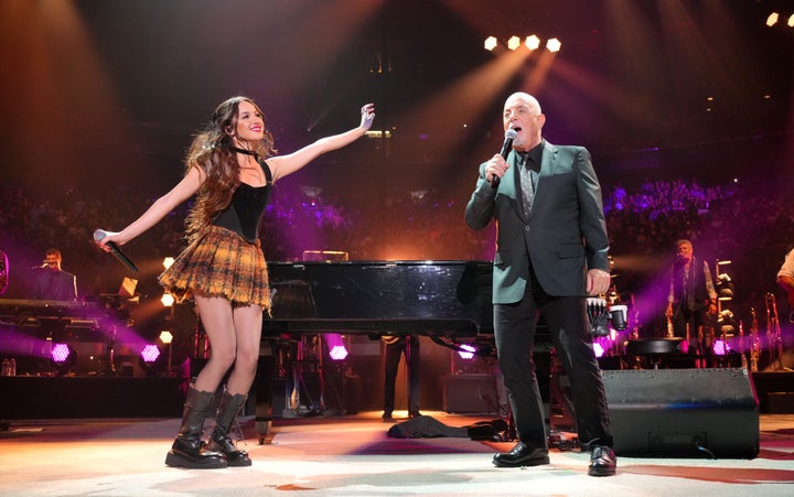 Olivia Rodrigo and Billy Joel perform "Deja Vu" and "Uptown Girl" onstage at Madison Square Garden in New York City on August 24, 2022.