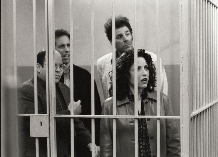 From left: Jason Alexander, Jerry Seinfeld, Michael Richards and Julia Louis-Dreyfus in the final episode of "Seinfeld," which aired in 1998. 