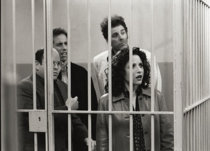 From left: Jason Alexander, Jerry Seinfeld, Michael Richards and Julia Louis-Dreyfus in the final episode of "Seinfeld," which aired in 1998.