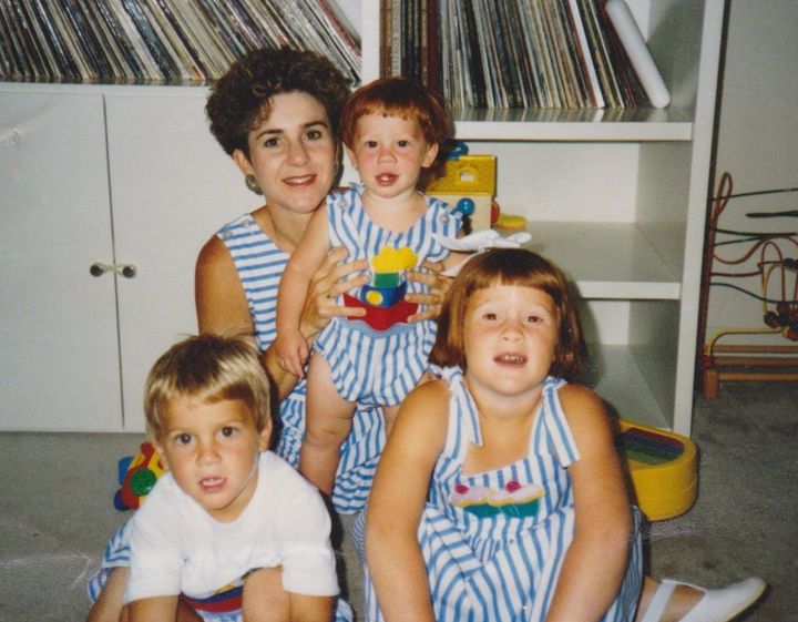 The author and her three children, circa 1991. "In retrospect, dressing alike may have reflected my desire to be seen as the perfect family," she writes. "The kids didn’t mind the matching outfits but hated having their pictures taken."