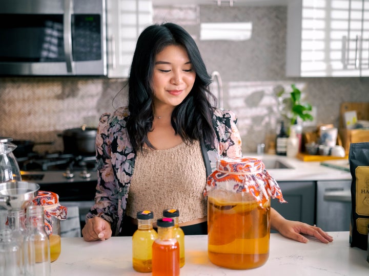 <a href="https://www.youbrewkombucha.com/home" target="_blank" role="link" rel="sponsored" class=" js-entry-link cet-external-link" data-vars-item-name="Angelica Kelly" data-vars-item-type="text" data-vars-unit-name="630a86cfe4b063d5e61bfa97" data-vars-unit-type="buzz_body" data-vars-target-content-id="https://www.youbrewkombucha.com/home" data-vars-target-content-type="url" data-vars-type="web_external_link" data-vars-subunit-name="article_body" data-vars-subunit-type="component" data-vars-position-in-subunit="0">Angelica Kelly</a>, creator of of the world’s largest kombucha <a href="https://www.youtube.com/channel/UC9sJNYAq1U00apBoMFXSYlA" target="_blank" role="link" rel="sponsored" class=" js-entry-link cet-external-link" data-vars-item-name="YouTube channel" data-vars-item-type="text" data-vars-unit-name="630a86cfe4b063d5e61bfa97" data-vars-unit-type="buzz_body" data-vars-target-content-id="https://www.youtube.com/channel/UC9sJNYAq1U00apBoMFXSYlA" data-vars-target-content-type="url" data-vars-type="web_external_link" data-vars-subunit-name="article_body" data-vars-subunit-type="component" data-vars-position-in-subunit="1">YouTube channel</a> and author of "<a href="https://www.amazon.com/Kombucha-Crafters-Logbook-Journal-Record/dp/1641527455?tag=tessaflores-20&ascsubtag=630a86cfe4b063d5e61bfa97%2C-1%2C-1%2Cd%2C0%2C0%2Chp-fil-am%3D0%2C0%3A0%2C0%2C0%2C0" target="_blank" data-affiliate="true" role="link" data-amazon-link="true" rel="sponsored" class=" js-entry-link cet-external-link" data-vars-item-name="The Kombucha Crafter’s Logbook" data-vars-item-type="text" data-vars-unit-name="630a86cfe4b063d5e61bfa97" data-vars-unit-type="buzz_body" data-vars-target-content-id="https://www.amazon.com/Kombucha-Crafters-Logbook-Journal-Record/dp/1641527455?tag=tessaflores-20&ascsubtag=630a86cfe4b063d5e61bfa97%2C-1%2C-1%2Cd%2C0%2C0%2Chp-fil-am%3D0%2C0%3A0%2C0%2C0%2C0" data-vars-target-content-type="url" data-vars-type="web_external_link" data-vars-subunit-name="article_body" data-vars-subunit-type="component" data-vars-position-in-subunit="2">The Kombucha Crafter’s Logbook</a>."