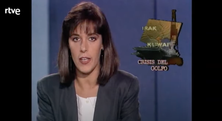 Ana Blanco, en su primer informativo en septiembre de 1990.