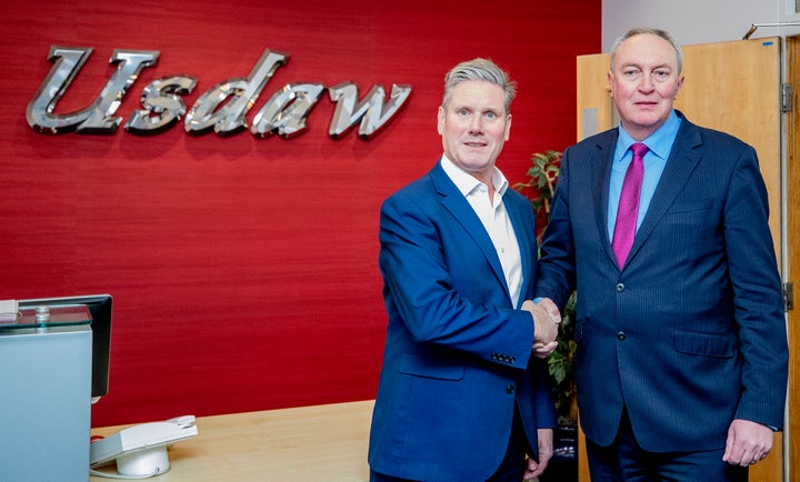 Keir Starmer with Usdaw general secretary Paddy Lillis.